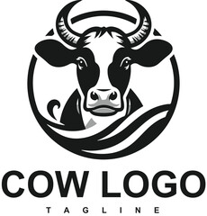 Hand drawn cow logo design