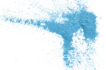 Light blue powder isolated on transparent background.