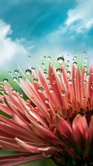 Obraz premium water drops on flower HD 8K wallpaper Stock Photographic Image