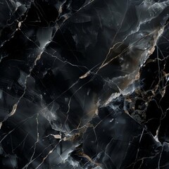 Black marble texture with gold veins. Seamless pattern.