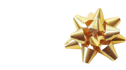 Christmas gold bow on transparent background 