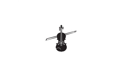 musical instrument logo design black simple flat icon on white background