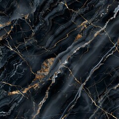 Abstract background of black marble with gold veins.