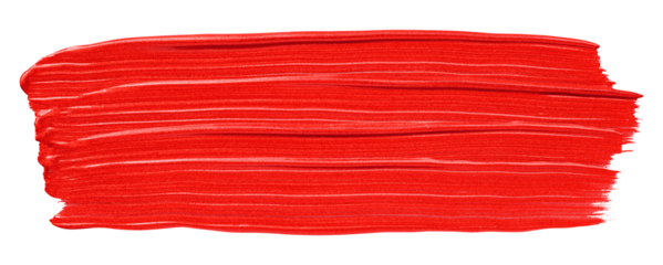 Shiny red brush stroke isolated on transparent background