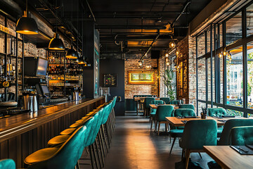 Trendy Industrial Style Restaurant Interior Design with Modern Decor