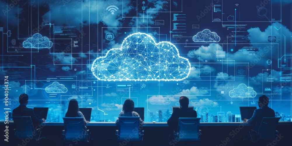 Leinwandbilder a business team adapting to digital transformation with cloud computing and cybersecurity solutions