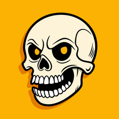 Scary human skull. Angry face. Vector illustration.