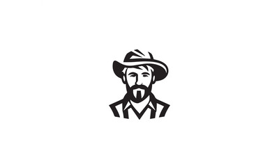 Farmer Icon Design black simple flat on white background