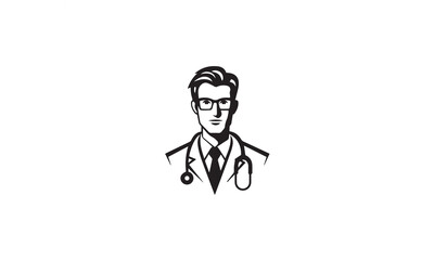 doctor logo design black simple line art on white background
