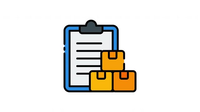 Clipboard with checklist and three stacked boxes is perfect for project management and organizationrelated designs and concepts icon motion graphic animation