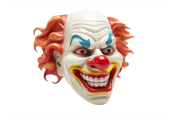 Creepy Clown Mask with Red Hair