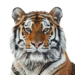 Isolated majestic tiger showcasing its fierce and beautiful face.