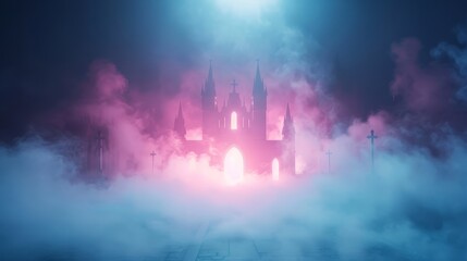 Halloween party with fog machines and eerie lighting effects