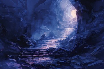 Mysterious Cave Entrance with Glowing Light