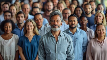 Confident Leader Standing Multicultural Team Diversity Teamwork Workplace