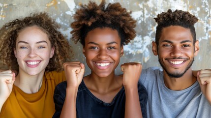 Happy Multicultural Friends Celebrating Smiling Diversity Unity Sucess