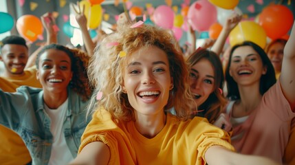 Multicultural Group Friends Celebrating Smiling Happiness Work Team Close-up