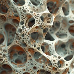 Intricate structure showcasing a unique pattern of bubbles and holes, perfect for textures and abstract backgrounds.