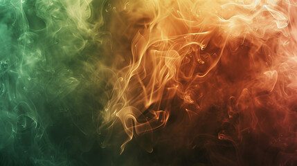Obraz premium A rich background with deep burgundy and forest green smoke swirls, seamlessly blending with ethereal steam, creating a mysterious and captivating visual.