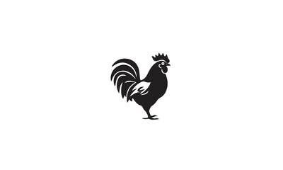 chicken hen logo design black simple line art on white background