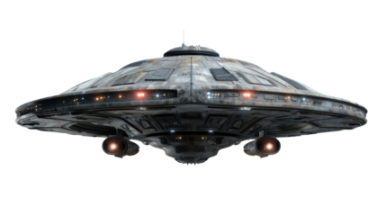 Alien spaceship on transparent background 