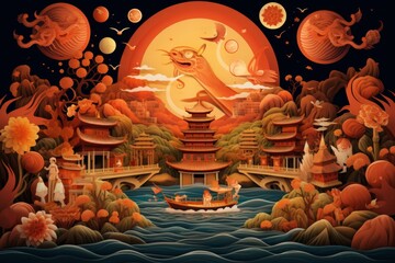 Fototapeta premium greeting card design for mid-autumn festival