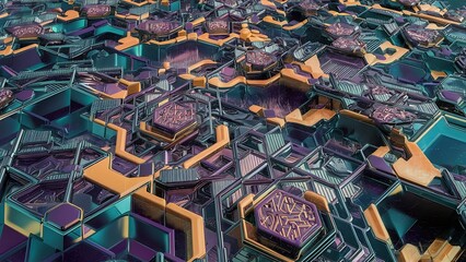 Futuristic 3D Seamless Geometric Background Pattern