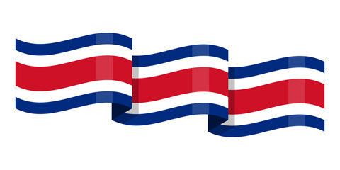 Vector illustration of wavy Costa Rica flag on transparent background