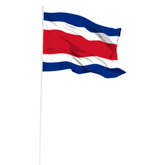 Vector illustration of wavy Costa Rica flag on transparent background