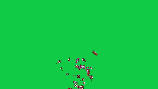  Halloween Candy Particle Explosion on green screen