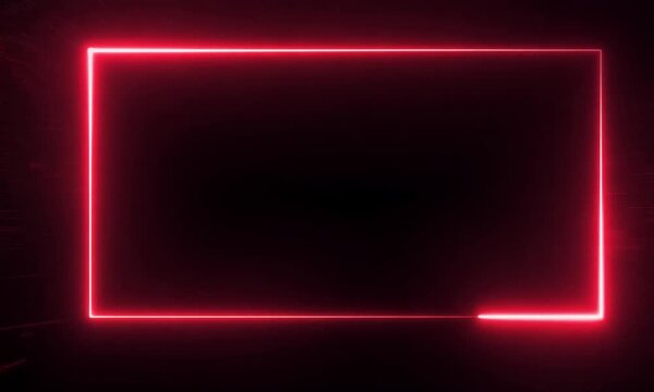 Red Neon Square Frame: A bold, eye-catching red neon square frame glows in the darkness, creating a contemporary and vibrant backdrop for your designs. The frame's sleek, minimalist style offers a mod
