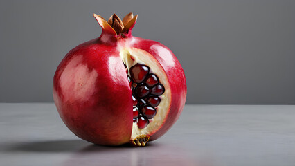 The Beauty of Simplicity: A Ripe Pomegranate on a Plain Background