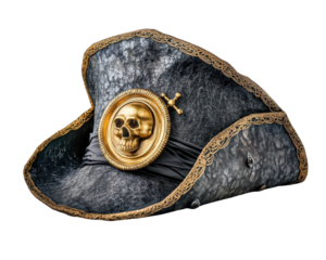 A pirate hat with a skull and crossbones on it