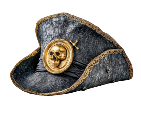 A pirate hat with a skull and crossbones on it