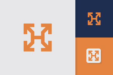 arrow h logo design vector template
