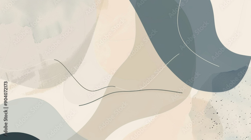 Poster abstract minimalistic background with simple shapes and clean lines in neutral tones