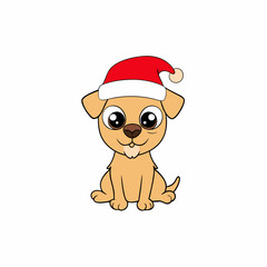 create a full funny christmas baby dog vector illustration