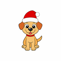 create a full funny christmas baby dog vector illustration