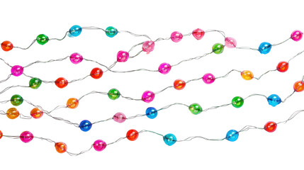 Glowing fairy light chains , Christmas on transparent background 