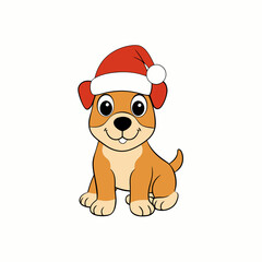 create a full funny christmas baby dog vector illustration
