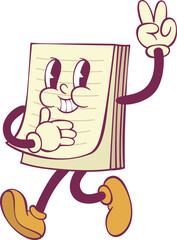 Notebook character retro groovy mascot 