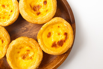 Egg tarts on a white background