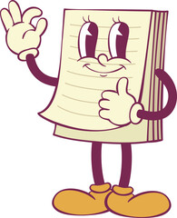 Notebook character retro groovy mascot 
