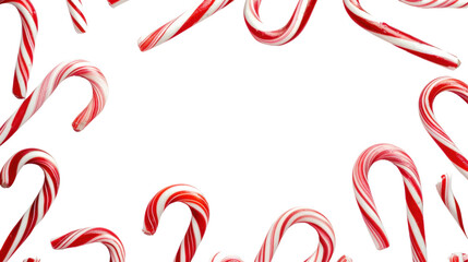 Christmas candy cane frame  , candy lollipop border on transparent background
