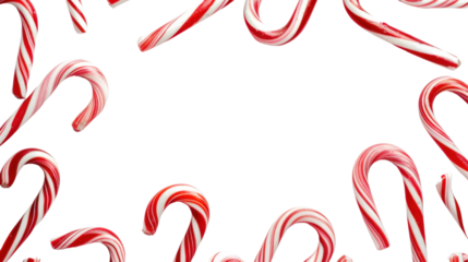 Christmas candy cane frame  , candy lollipop border on transparent background