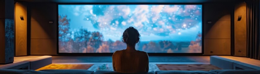 Fototapeta premium A person in a home theater setting