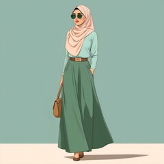 Muslim person in a suit and wear sunglasses