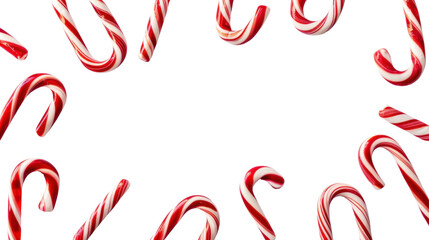 Christmas candy cane frame  , candy lollipop border on transparent background