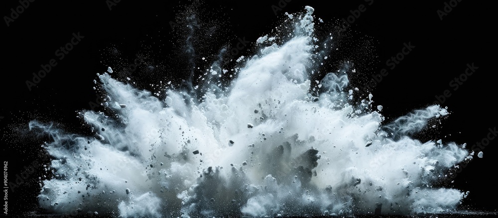 Aufkleber capturing a moment of talcum powder being thrown in the air creating an explosive motion with white 