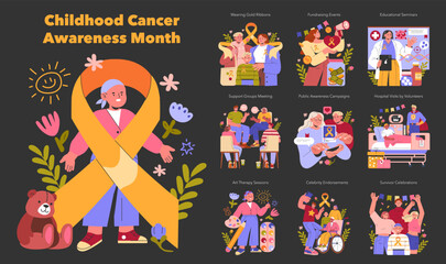 Childhood Cancer Awareness Month. Flat Vector Illustration